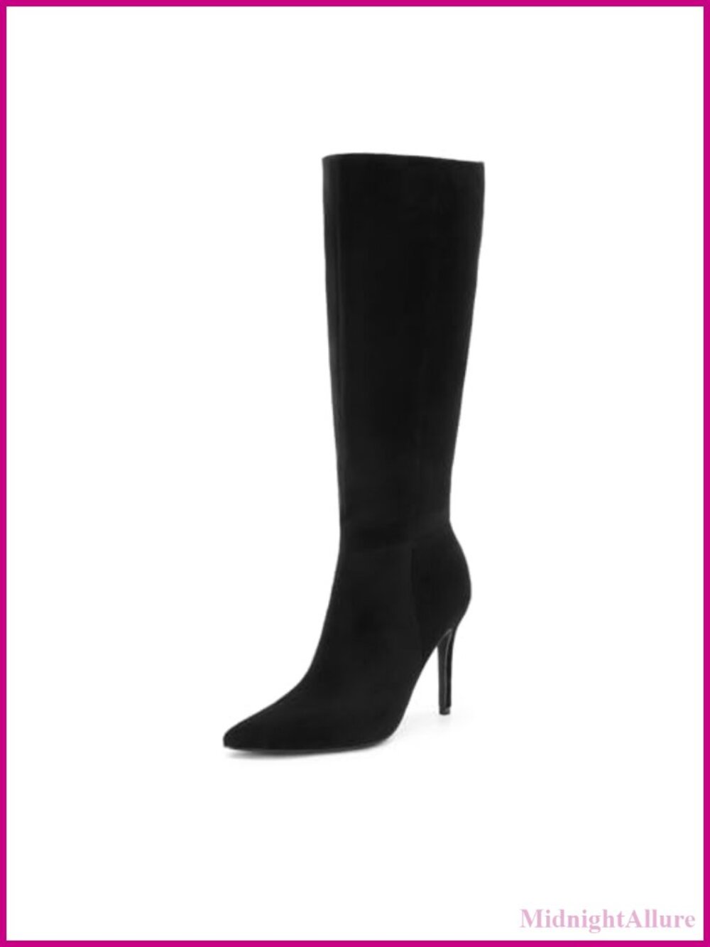 Pointed Toe Stiletto Knee High Boots Faux Suede Side Zip